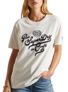 T-Shirt Superdry Pride In Craft Beige per Donna