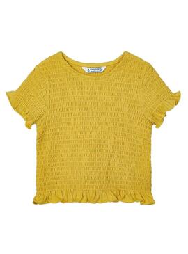 T-Shirt Mayoral Senape a Nido D'ape per Bambina