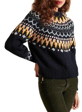 Pullover Superdry Classic Fairisle Crew Blu Navy Donna