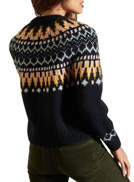 Pullover Superdry Classic Fairisle Crew Blu Navy Donna