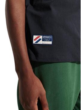 T-Shirt Superdry Code Logo Blu Navy Per Uomo