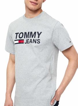 T-Shirt Tommy Jeans Logo Grigio