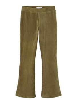 Pantaloni Name It Fonebella Bootcut Verde per Bambina