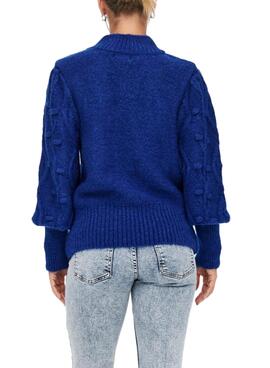 Pullover Only Papavero Highcollo Blu per Donna