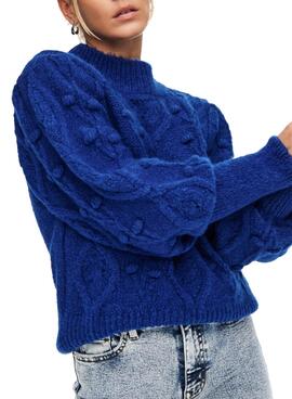 Pullover Only Papavero Highcollo Blu per Donna