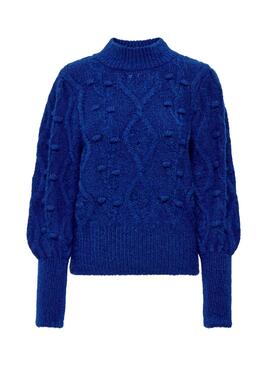 Pullover Only Papavero Highcollo Blu per Donna