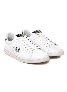Sneakers Fred Perry Pelle B721 Bianco e Verde