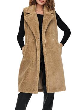 Gilet Only Evelin Teddy Camel per Donna