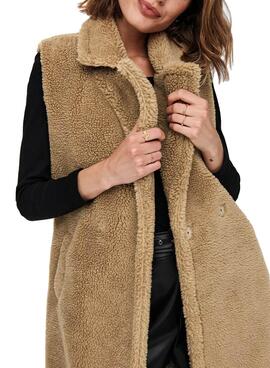 Gilet Only Evelin Teddy Camel per Donna