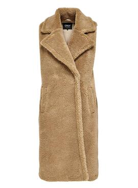 Gilet Only Evelin Teddy Camel per Donna