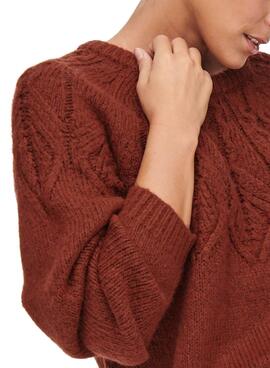 Pullover Only Be Knitted Marrone Per Donna
