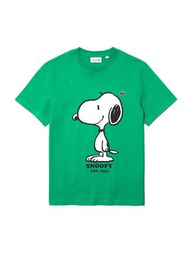 T-Shirt Lacoste Peanuts Verde Snoopy per Uomo