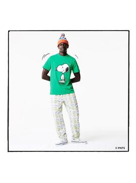 T-Shirt Lacoste Peanuts Verde Snoopy per Uomo