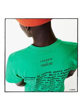 T-Shirt Lacoste Peanuts Verde Snoopy per Uomo