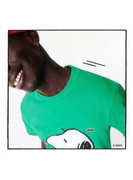 T-Shirt Lacoste Peanuts Verde Snoopy per Uomo