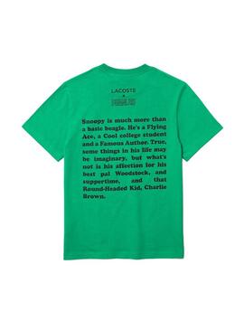 T-Shirt Lacoste Peanuts Verde Snoopy per Uomo