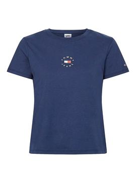 T-Shirt Tommy Jeans Slim Tiny Blu Navy per Donna
