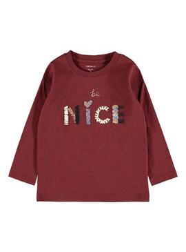 T-Shirt Name It Rama Bordeaux Be Nice per Bambina