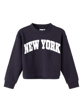 Felpa Name It Foka Blu Navy New York per Bambina