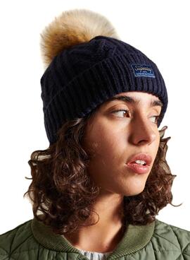 Cappello Superdry Cable Lux Blu Navy per Donna