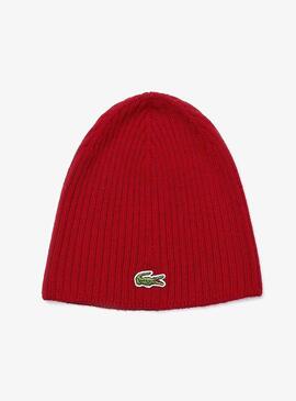 Cappello Lacoste Lana Acanalada Rosso per Uomo