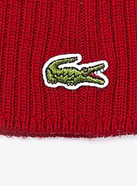 Cappello Lacoste Lana Acanalada Rosso per Uomo