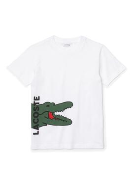 T-Shirt Lacoste Coccodrile Print Bianco Bambino