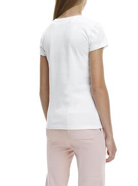 T-Shirt Calvin Klein Monogram Contorno Bianco Bambina