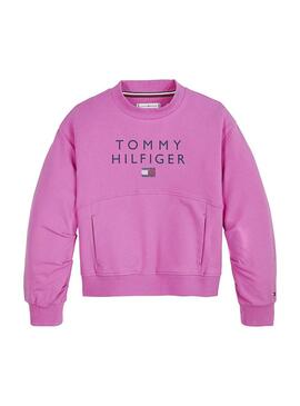 Felpa Tommy Hilfiger Rosa plissettato per Bambina