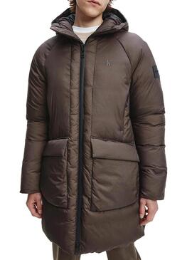 Parka Calvin Klein Technical Marrone per Uomo