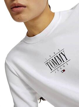 Felpa Tommy Jeans Logo essenziale Bianco Donna
