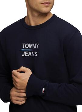 Felpa Tommy Jeans Essential Crew Blu Navy Uomo