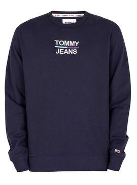 Felpa Tommy Jeans Essential Crew Blu Navy Uomo