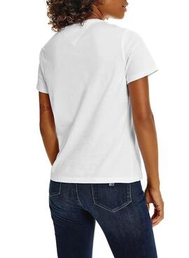 T-Shirt Tommy Jeans Slim Piccolo Bianco per Donna