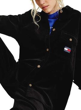 Overshirt Tommy Jeans Cord Nero per Donna