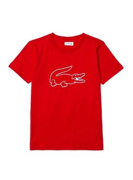 T-Shirt Lacoste Big Croc Rosso per Bambino