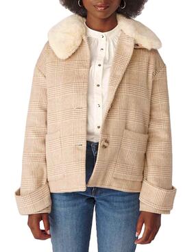 Cappoitto Naf Naf Quadri Beige Per Donna