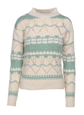 Pullover Naf Naf Knitted Calado Bicolore per Donna