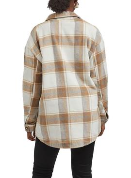 Overshirt Vila Kimmi Check Quadri Beige Donna