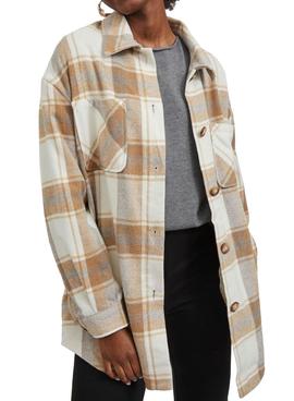 Overshirt Vila Kimmi Check Quadri Beige Donna