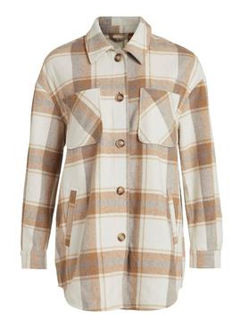 Overshirt Vila Kimmi Check Quadri Beige Donna