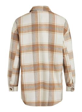 Overshirt Vila Kimmi Check Quadri Beige Donna