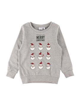 Felpa Name It Vismas Babbo Natale Grigio Mini Bambino