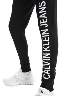 Calvin Klein Pantaloni Logo Verticale Nero Uomo