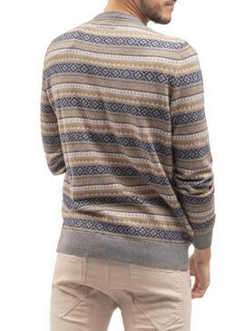 Pullover Klout Geometrico Grigio per Uomo