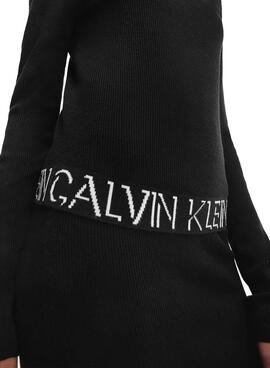 Pullover Calvin Klein Jeans Logo Slim Nero Donna