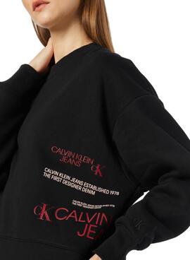 Felpa Calvin Klein Multi Urban Nero per Donna