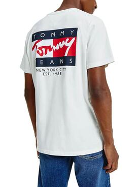 T-Shirt Tommy Jeans Vintage Bianco per Uomo