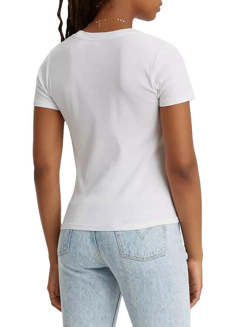 T-Shirt Levis Rib Baby Bianco per Donna