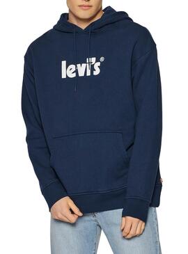 Felpa Levis Graphic Cappuccio Blu per Uomo